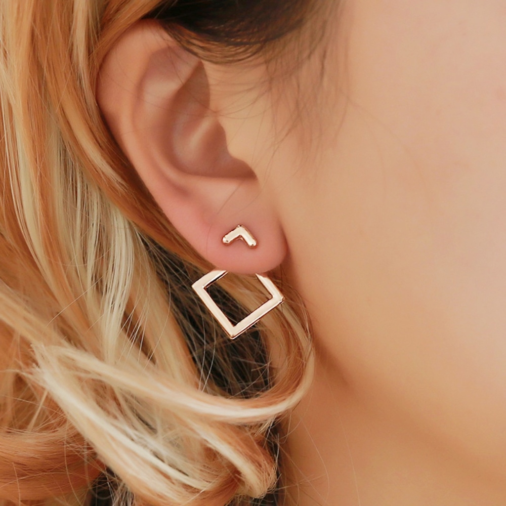 Gold Square Earrings